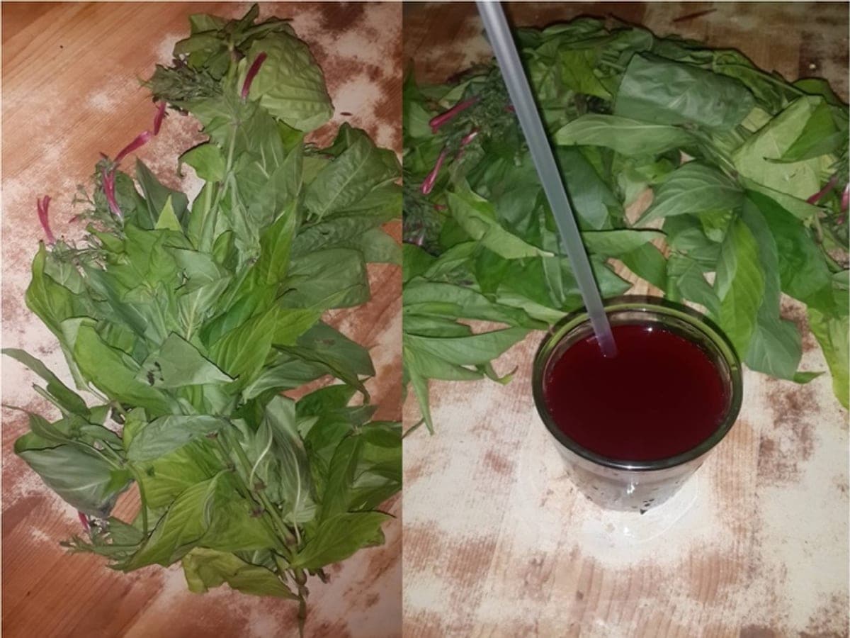 Vaso de sangría de chinchamochina, de color rojo intenso, servido frío